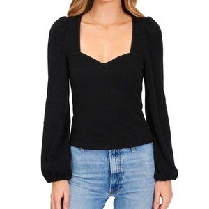 Lucy Paris Women's Sweetheart Neck Puff Sleeve Top
